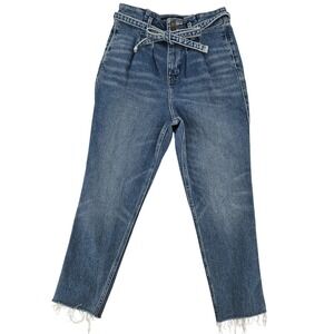 Hollister Curvy Ultra High-Rise Paperbag Tie Waist Cropped Jeans 25